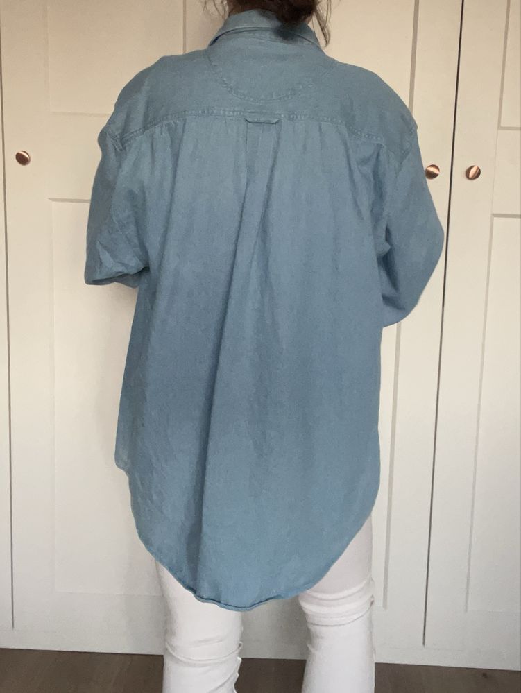 Lekka kurtka koszulowa Wrangler blue denim vintage plus size