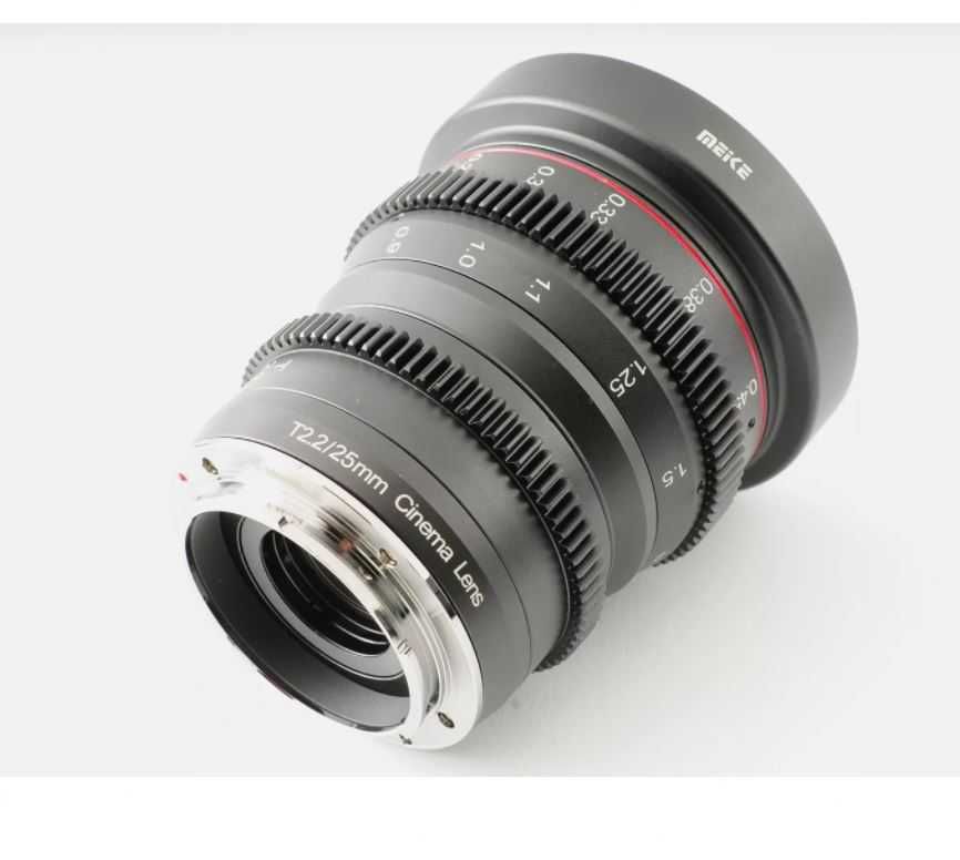 Meike 25mm T2.2 MF Cinema Lens para  Sony E-Mount -- Nova