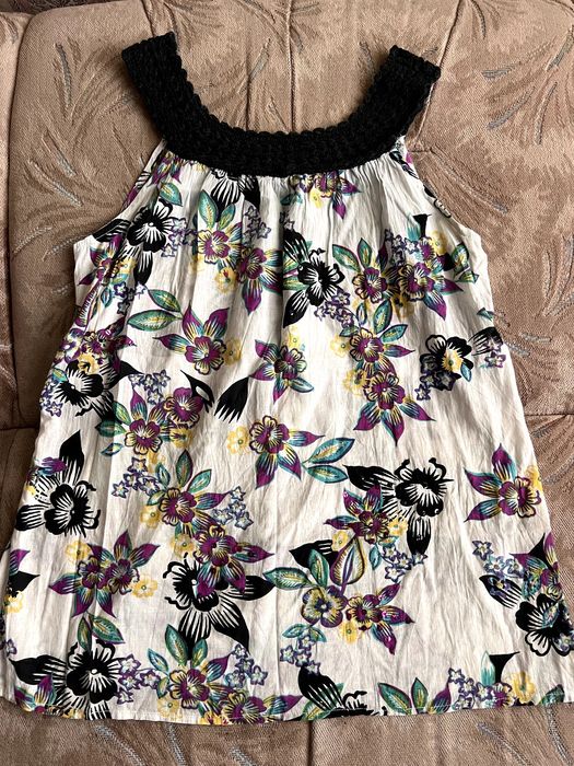 Bluzka E-vie - cekiny, dekolt na szydełku - rozm. 38/40 - 100% bawełna