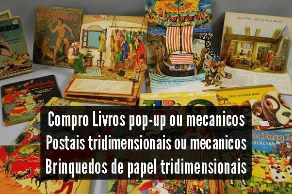 Livros, Postais ou Brinquedos de papel tridimensionais, pop-up 3D