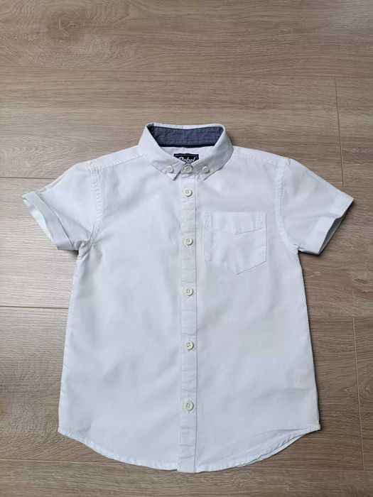 Koszula krótki rękaw guziki kołnierzyk kieszonka biała 'Primark' 110