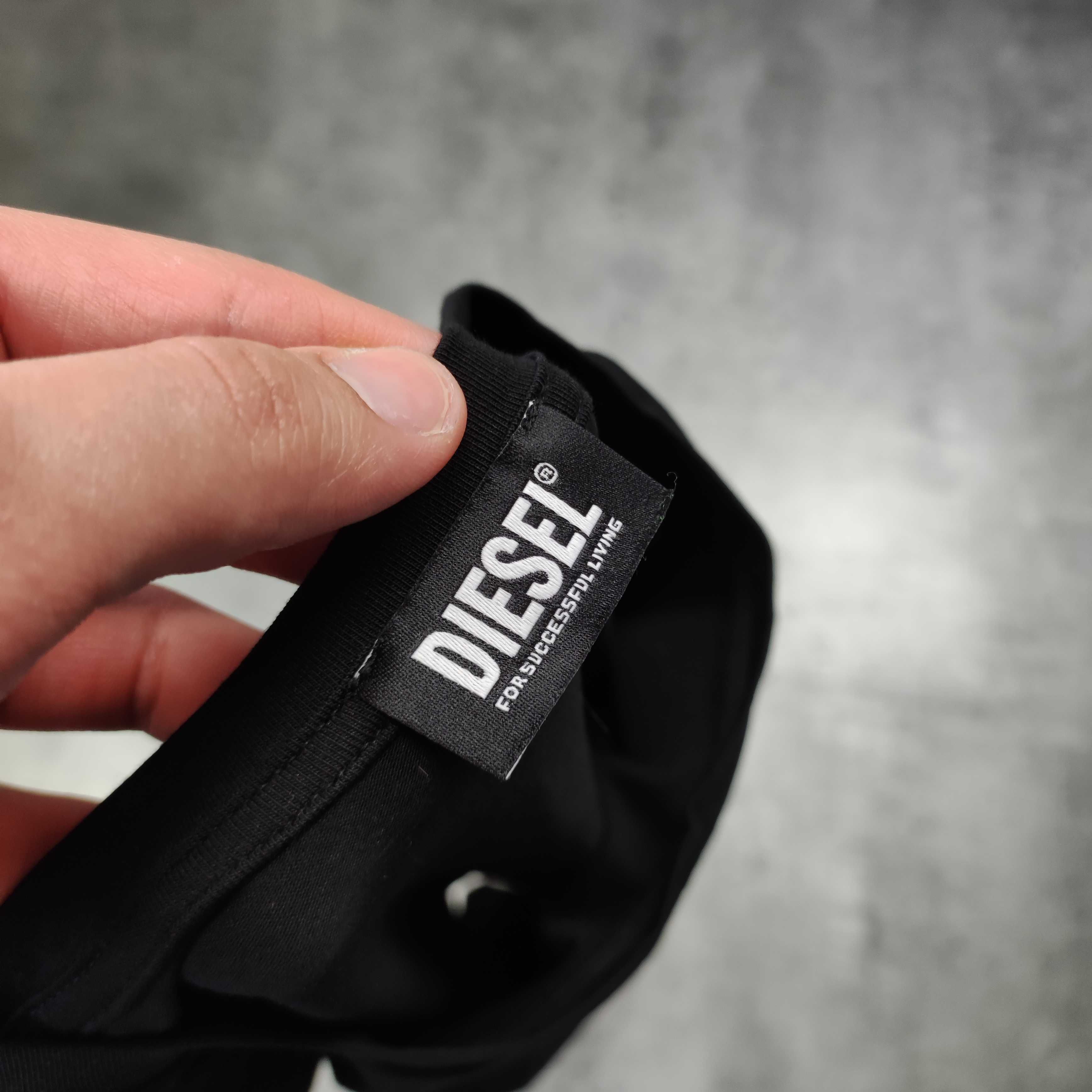 MĘSKA Koszulka Czarna Klasyk Elegancka Bawełna Małe Logo Diesel CO