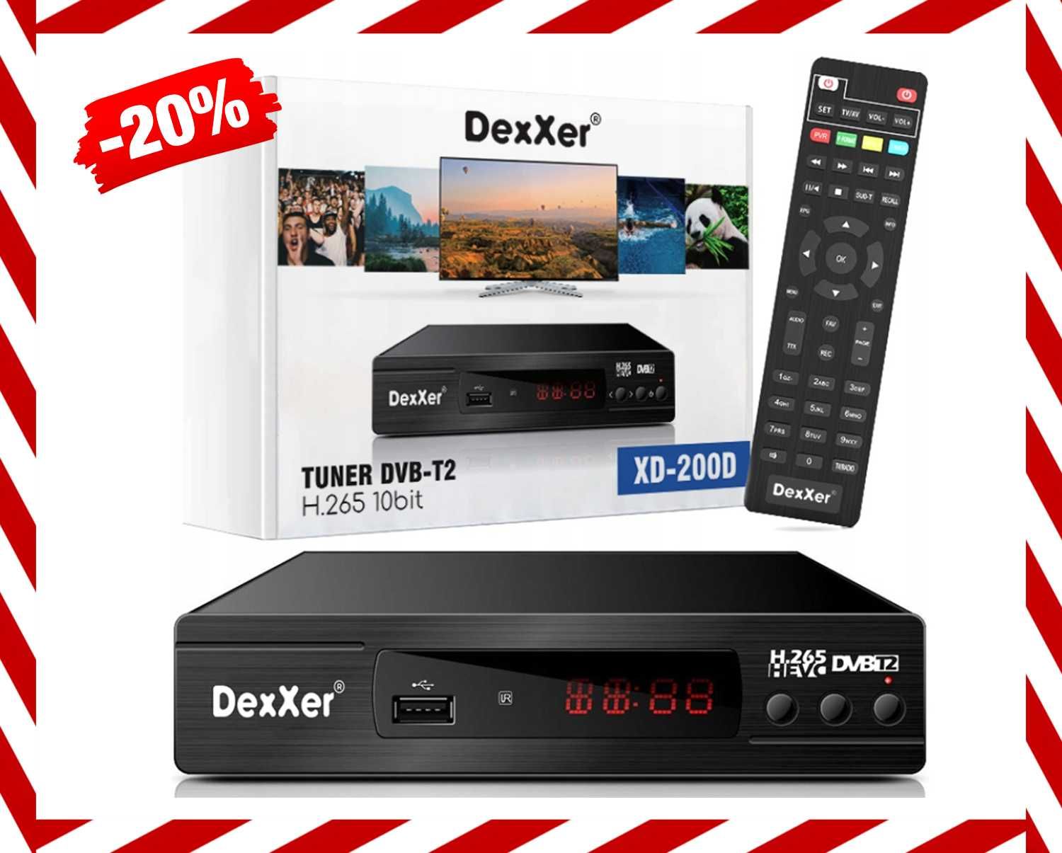 STABILNY Dekoder Tuner Naziemna DVBT2 HEVC BOX HDMI H.265 (-20%)