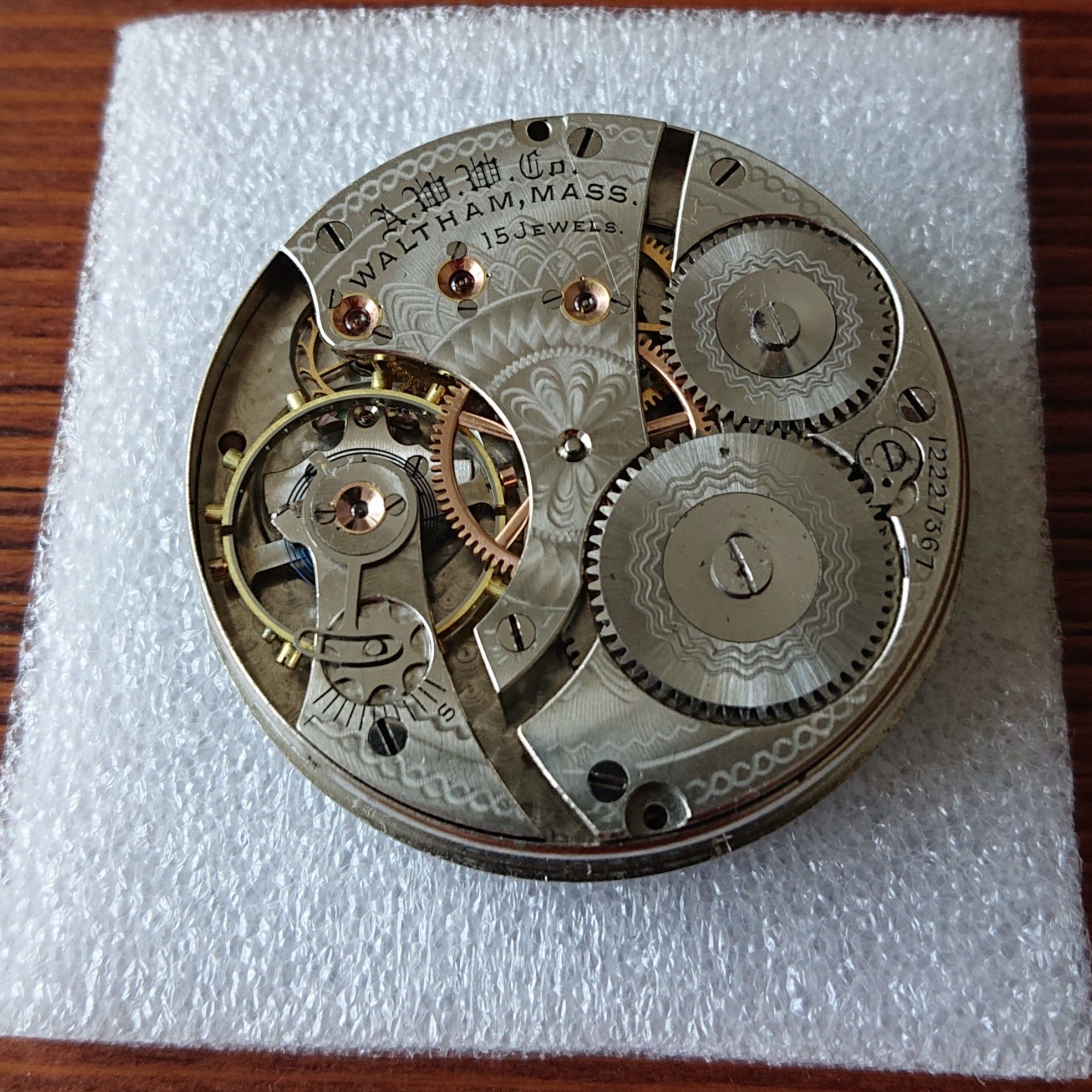 WALTHAM MASS 15 Jewels made in USA mechanizm kieszonkowy  42 mmm