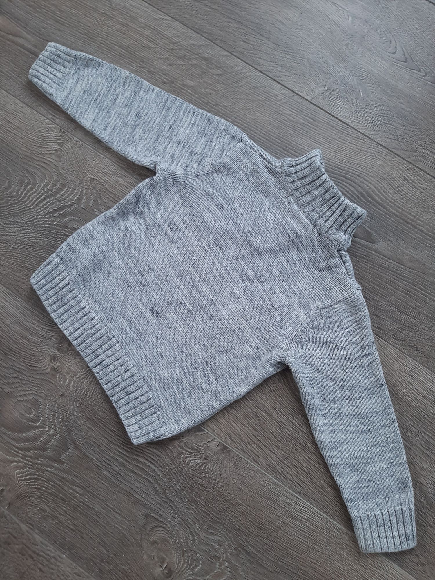 Sweter bawełniany sweterek H&M popiel chłopiec 98 / 104