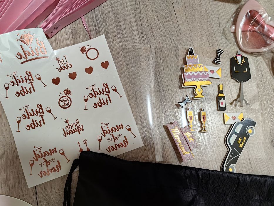 Zestaw panna młoda wieczór panieński girlanda kubki okulary serca