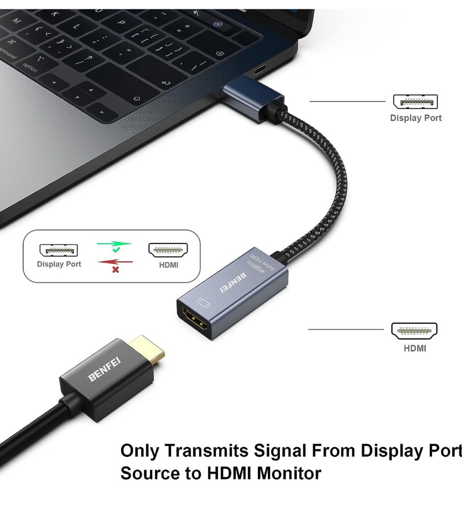 BENFEI Aktywny adapter DisplayPort na HDMI 4K 60 Hz