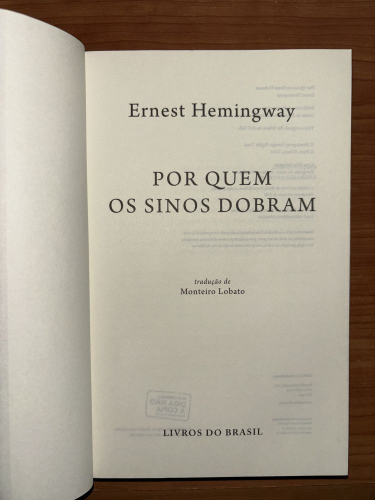 Por quem os sinos dobram - Ernest Hemingway