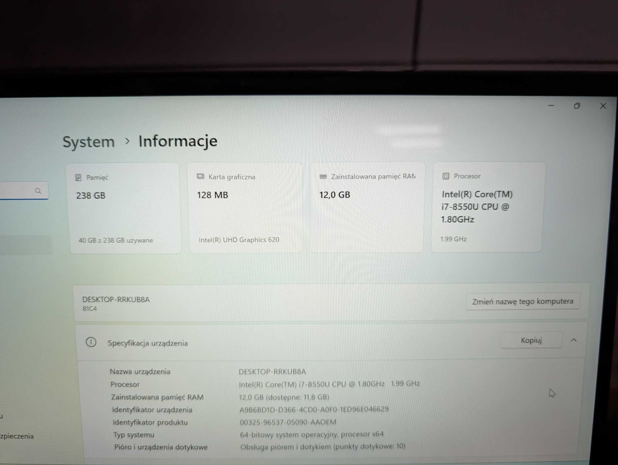 Laptop 2w1 Lenovo Yoga C930 Intel i7, 12 GB RAM, 256 SSD, 14"