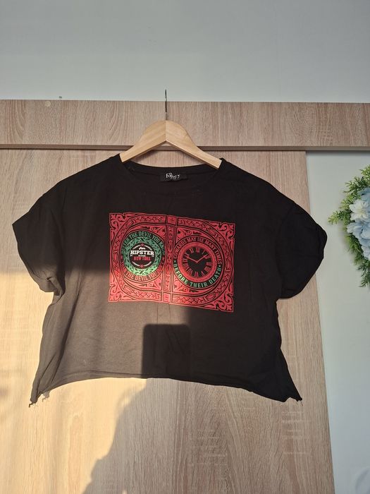 bluzka czarna roz uni