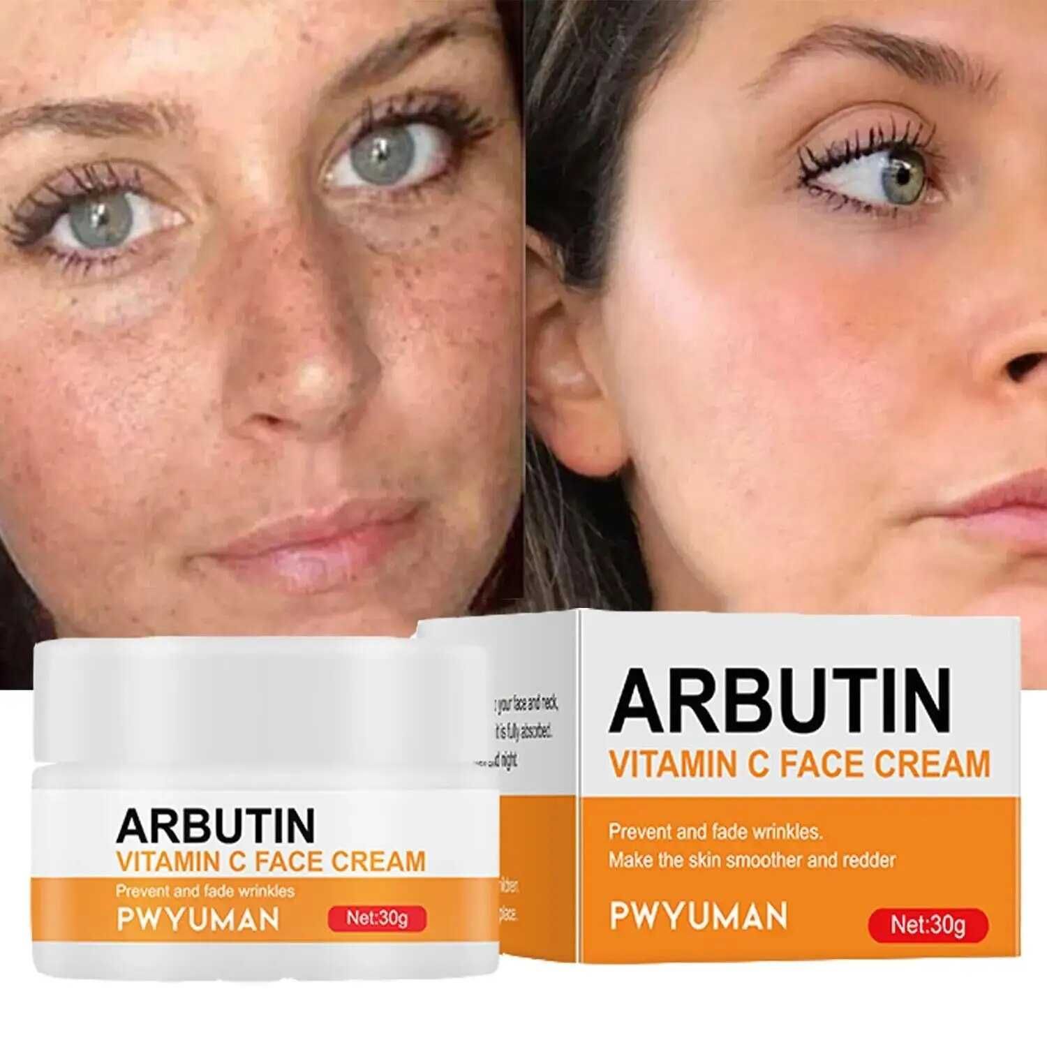 Отбеливающий крем «Arbutin» PWYUMAN для лица с витамином С 30гр