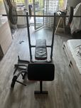 Ławka płaska-skośna do ćwiczeń, sztanga, talerze 2x 10kg