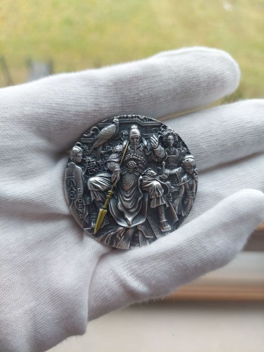 Срібна монета 2 унції, 2023 5$ Імператор Тайцзун