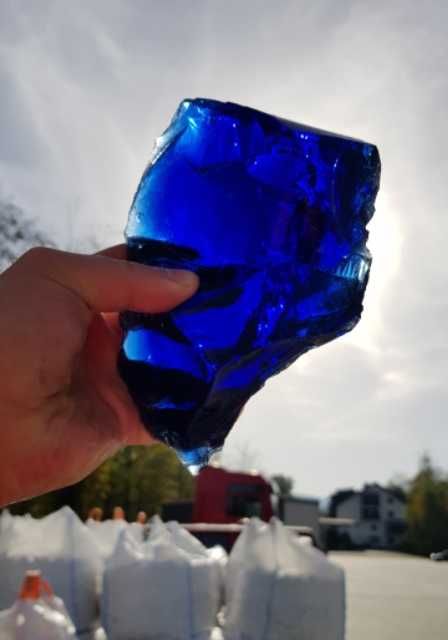 Bryły szklane kamień Niebieski SZKLO do gabionów 20 kg