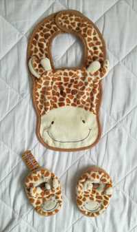 Nowy! Komplet niemowlęcy Teddykompaniet śliniak i buciki żyrafy