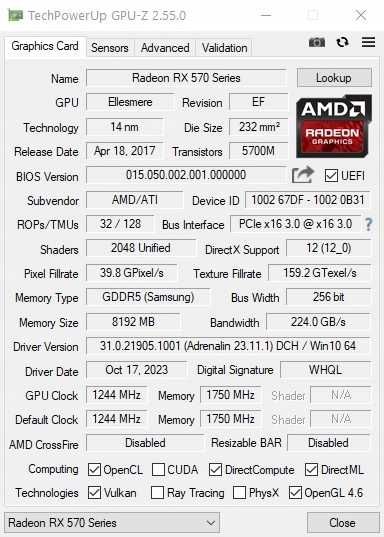 Grafika Radeon RX 570 8Gb