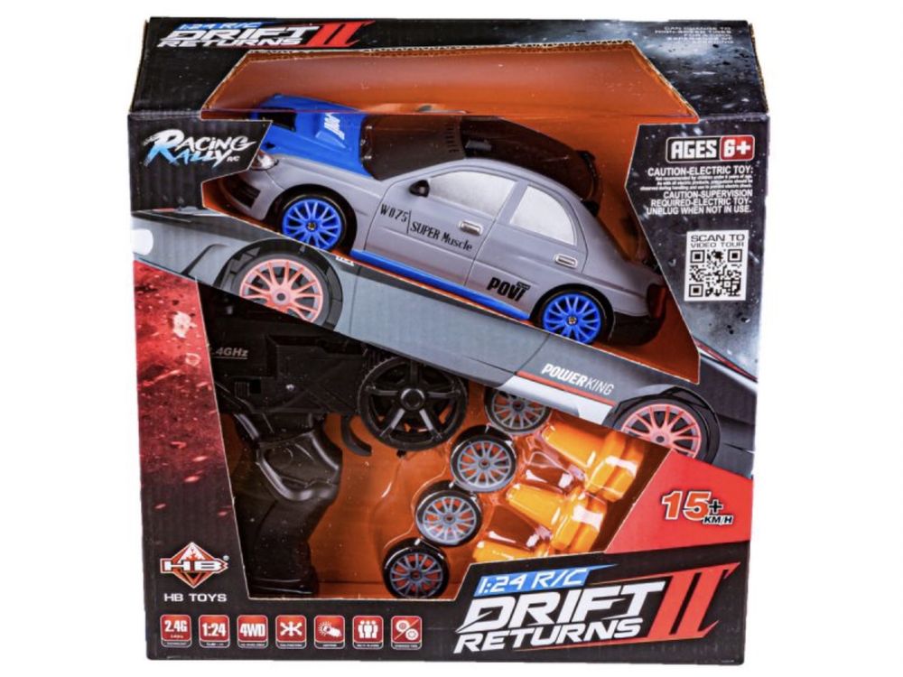 Samochód Do Driftu, Auto RC Drift 1:24 2,4 GHz 4WD szary