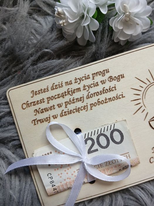 Upominek na chrzest zamiast kartki na pieniądze pamiątka na chrzciny