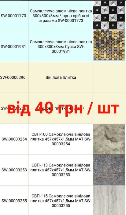 Самоклеючі панелі від 25 грн