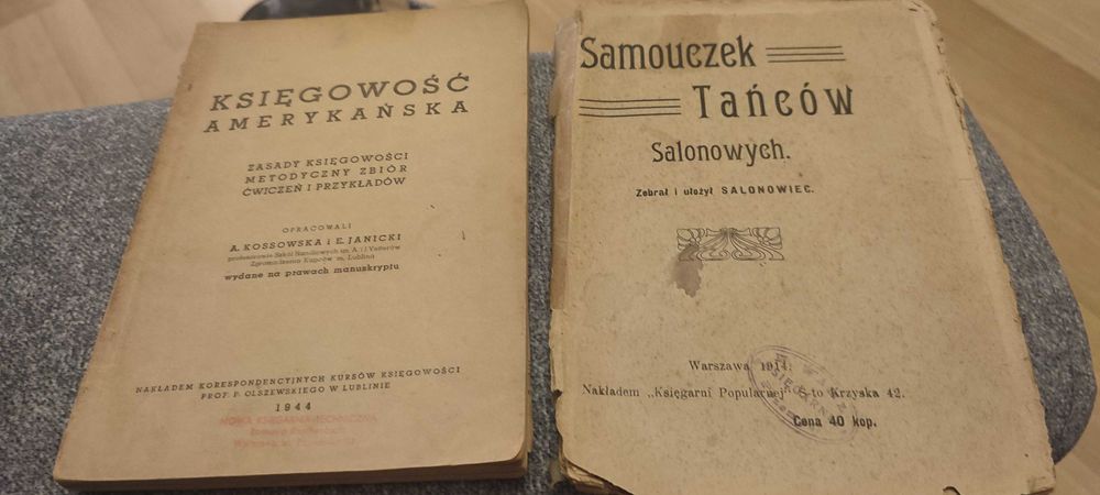 Dwie Stare książki "Księgowość " i Samouczek Tańca 1914 i 1944