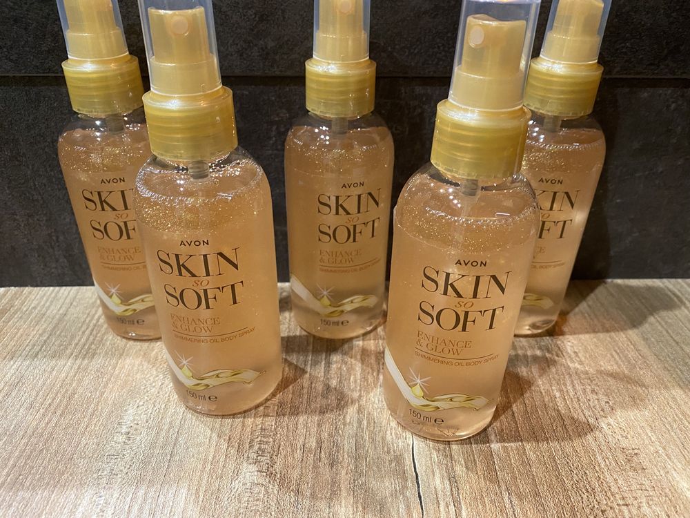 Avon olejek w sprayu z drobinkami nowy Skin So Soft
