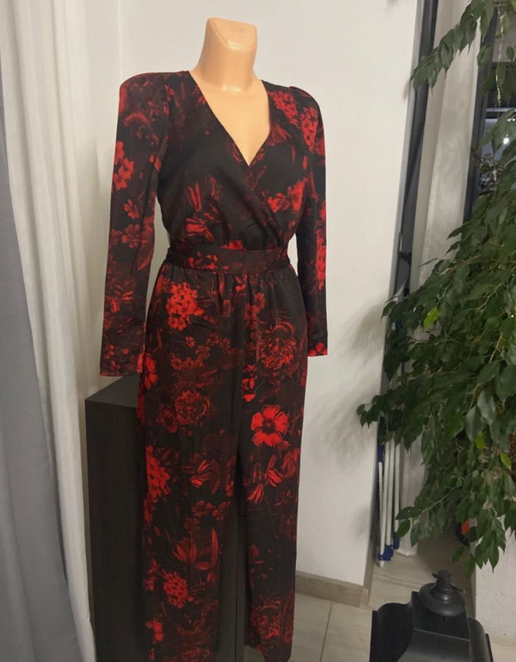 Eleganckie spodnium, kombinezon H&M, 38, orientalne, kimonowe