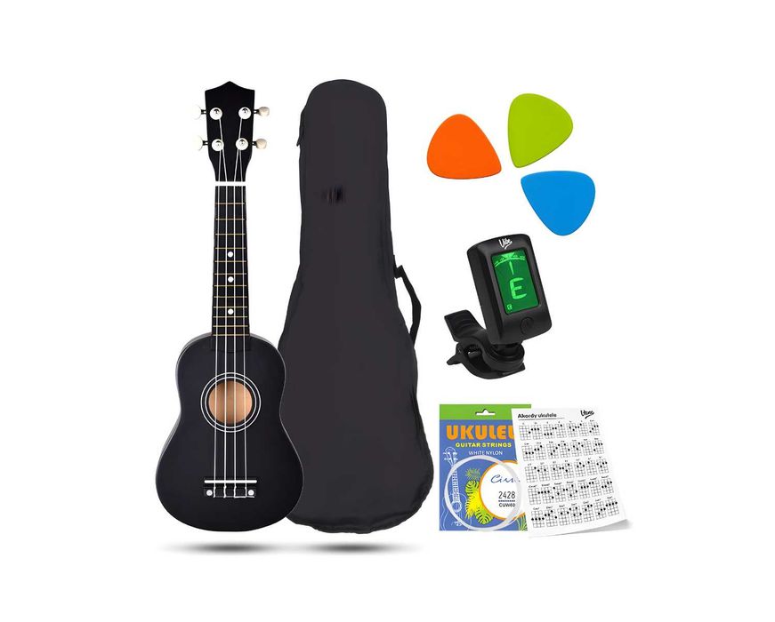 ZESTAW Drewniane Ukulele Sopranowe Dla Dzieci Do Nauki Gry+GRATISY HIT