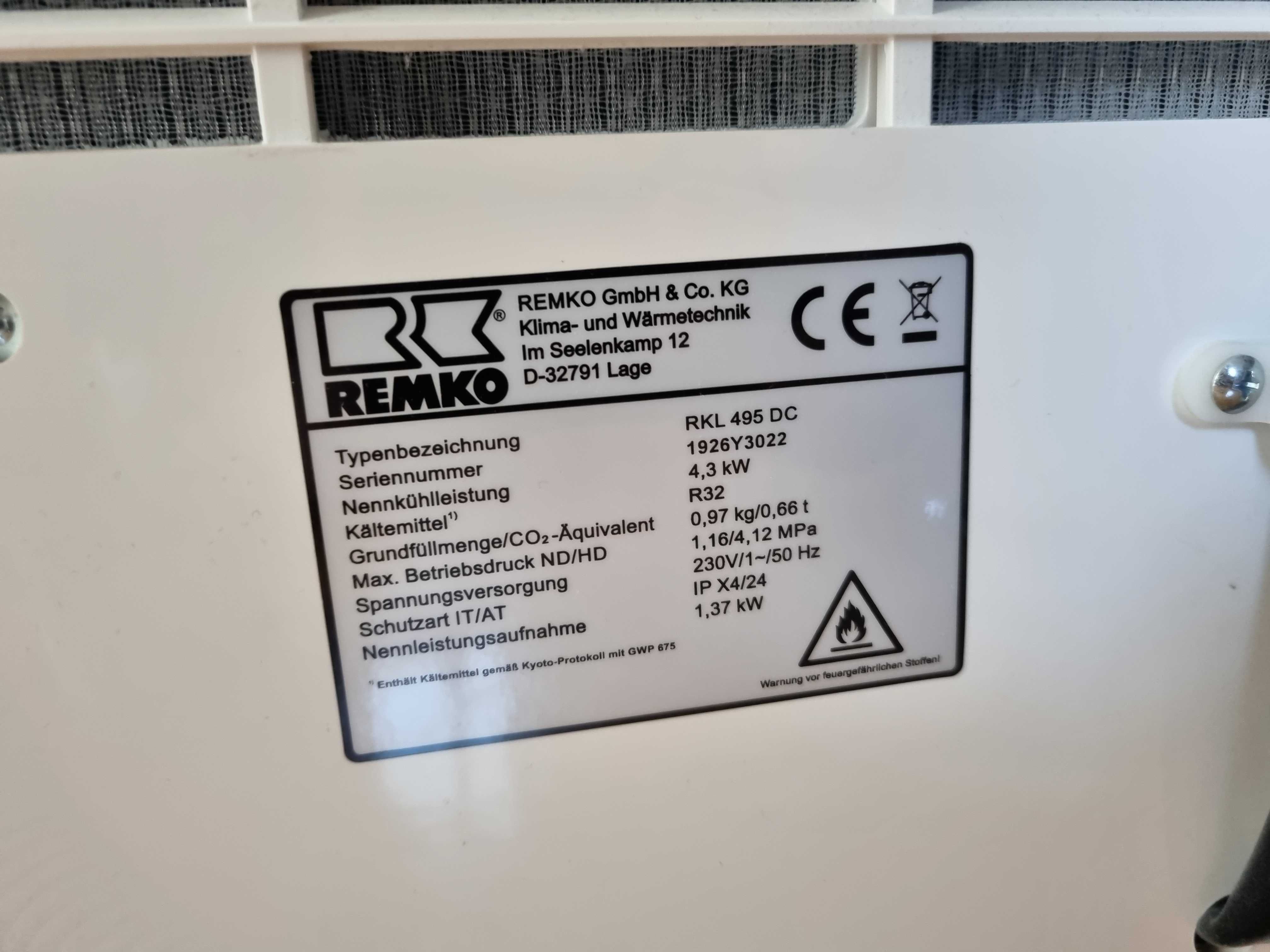 Klimatyzator przenośny split REMKO RKL 495 DC