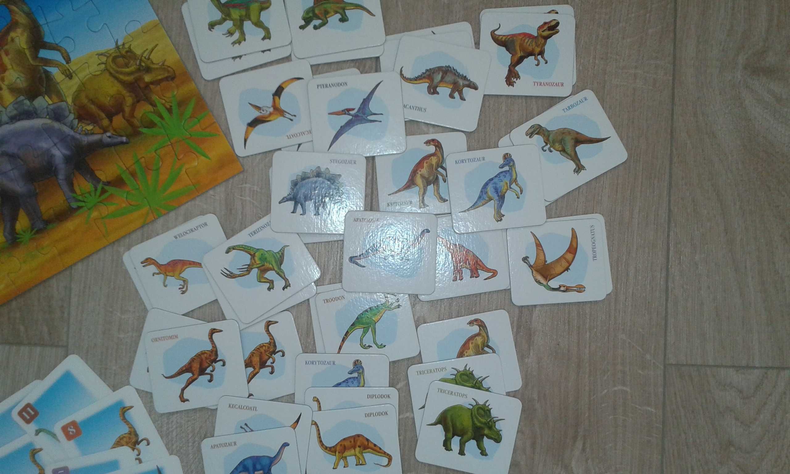 Zestaw Gier Dinozaury karty, memory, puzzle, domino, kolorowanka