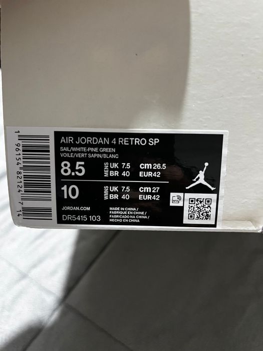 Jordan 4 Sb Pine Green 42