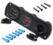Ładowarka Gniazdo zapalniczki 12V 2x USB 5V Woltomierz motor auto