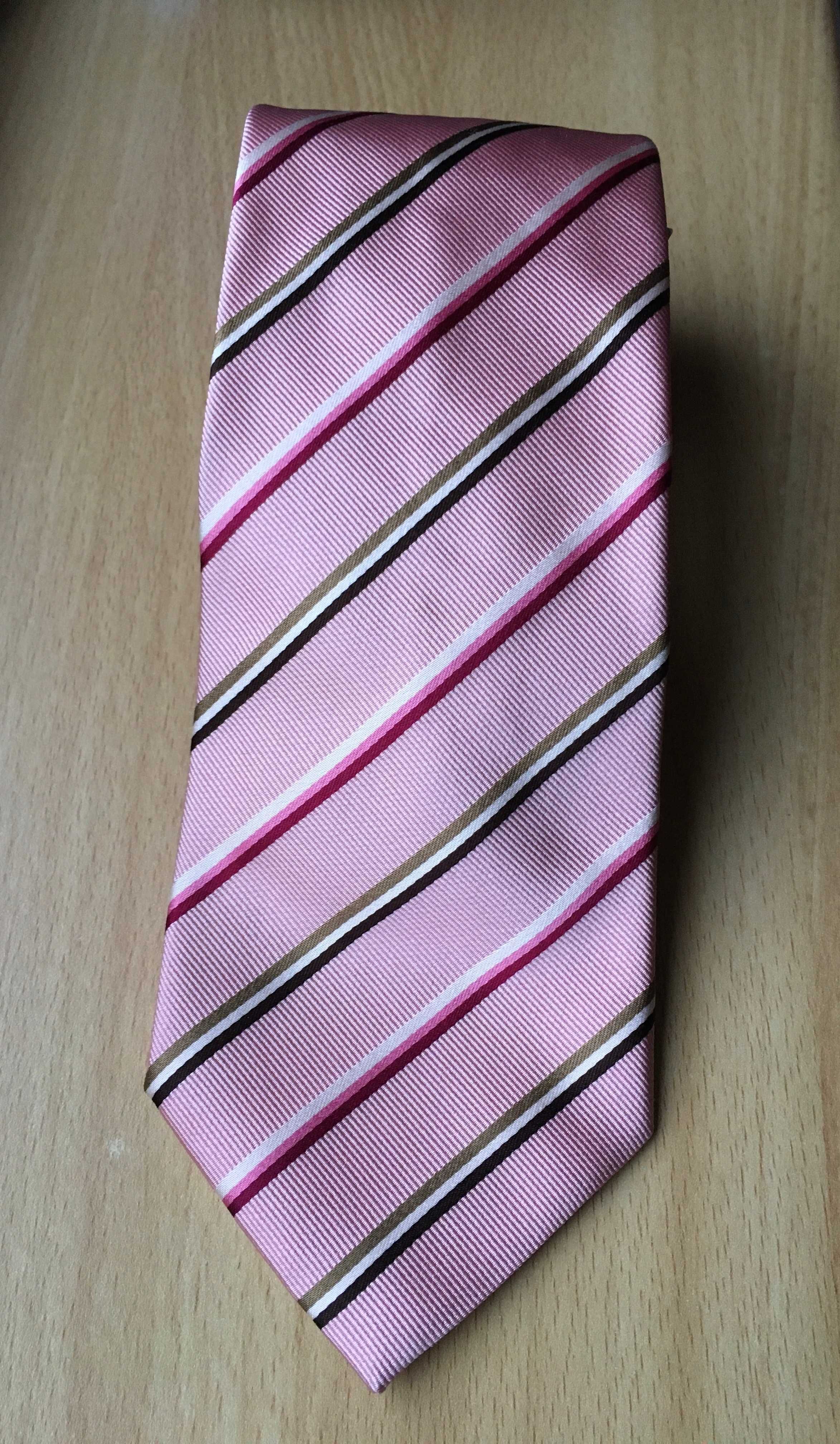 Krawat męski jedwabny w paski marki *Gant* różowy