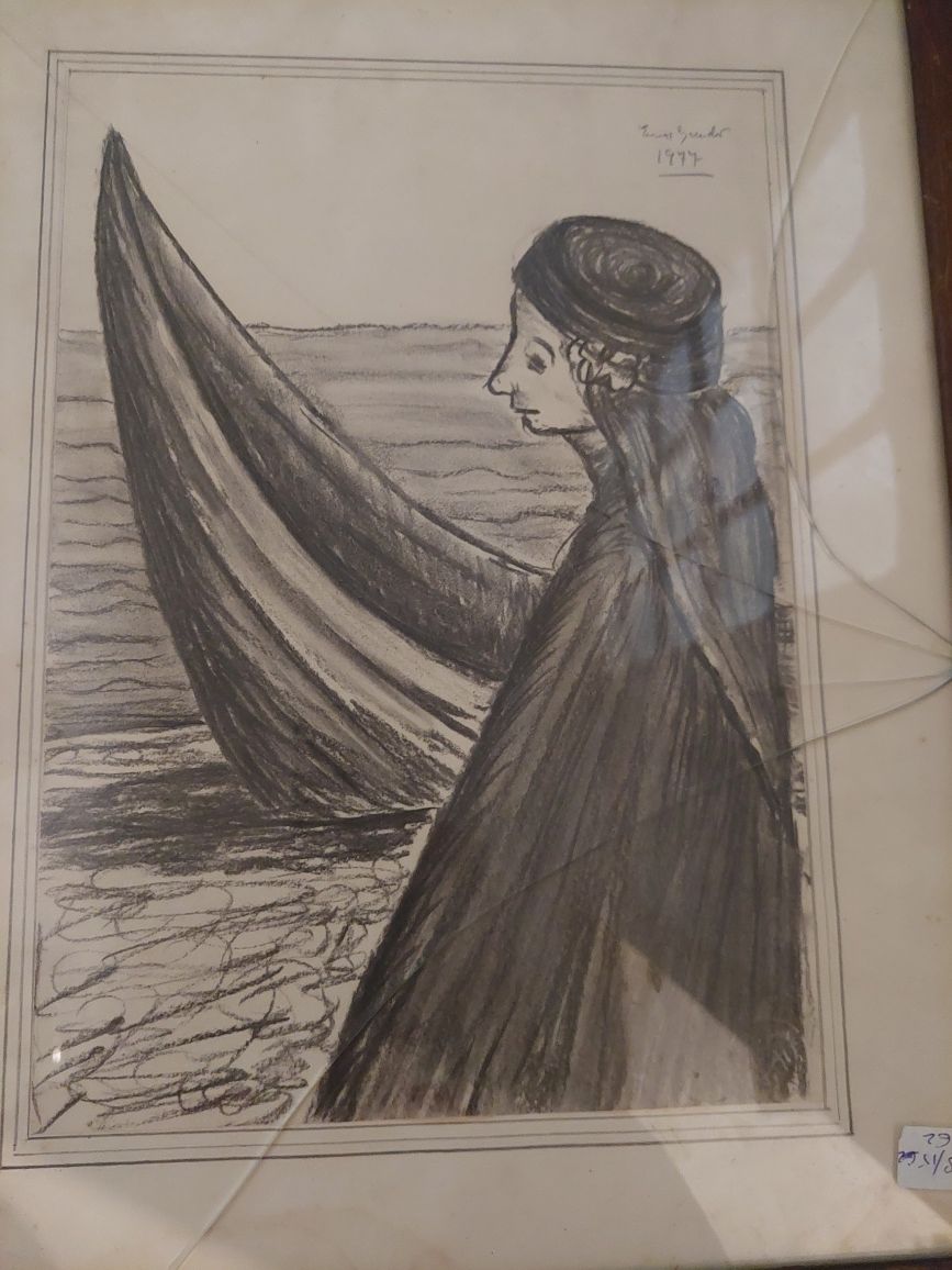 Ema Brandao desenho datado e assinado pintura