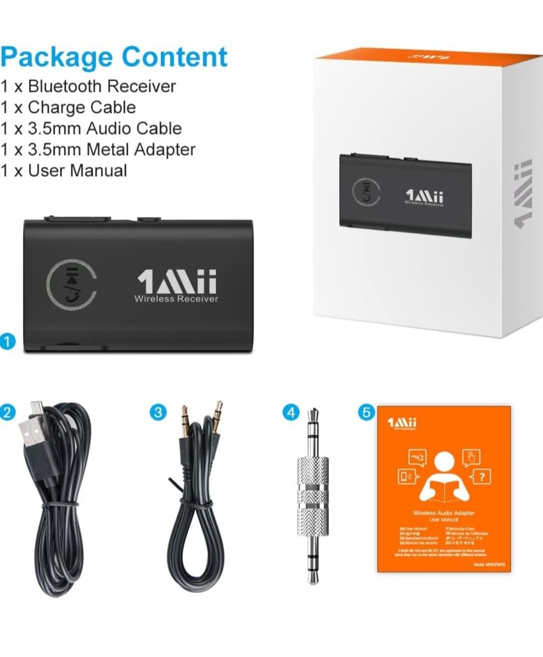 1Miilink Odbiornik Bluetooth 5.0  AUX
