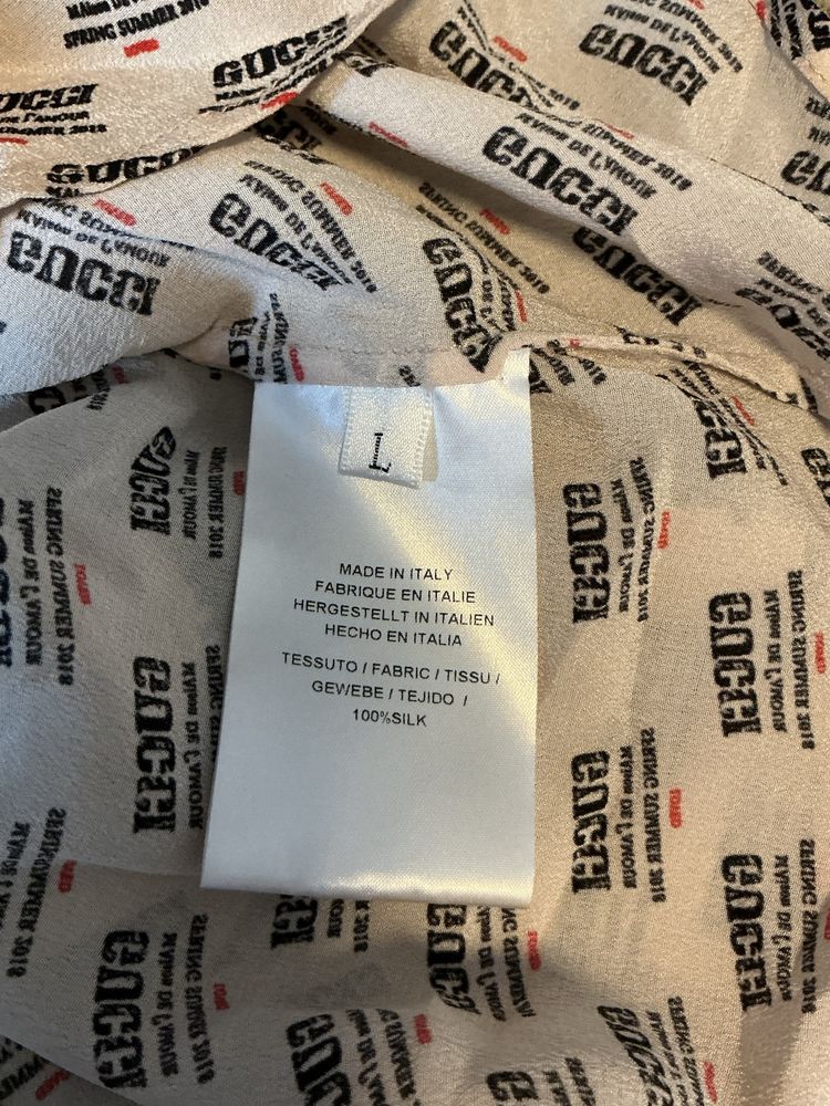 Gucci beżowa koszula z logo jedwab 100% L