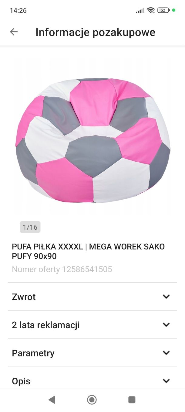 Puf pufa piłka xl 90 cm