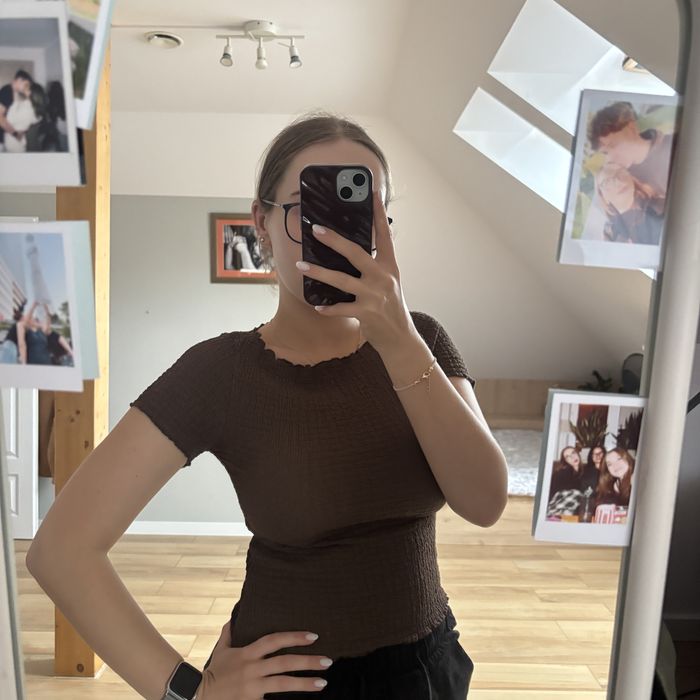 Czekoladowa bluzka w prążki