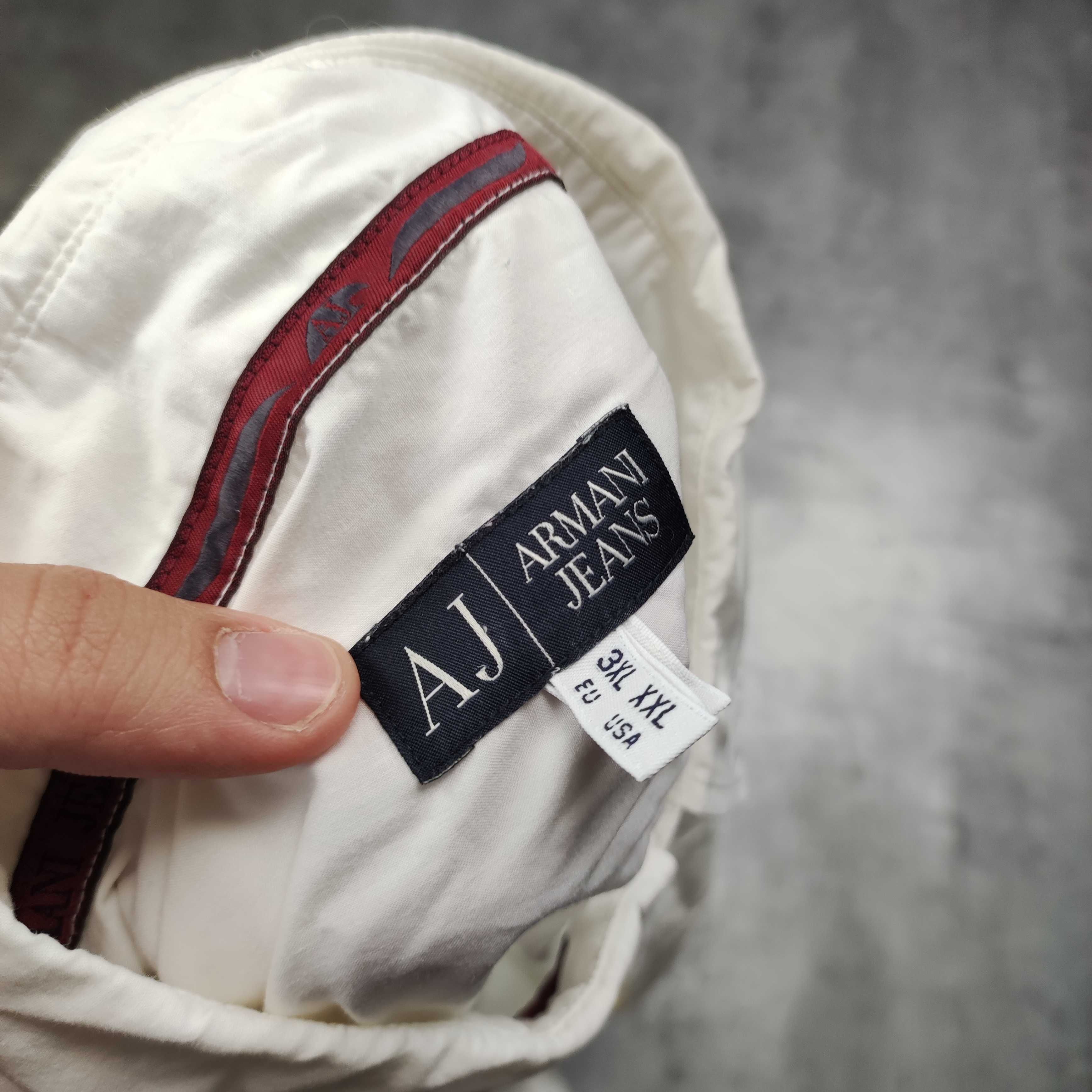 MĘSKA Elegancka Koszula Długi Rękaw Biała Kieszeń Logo Emporio Armani