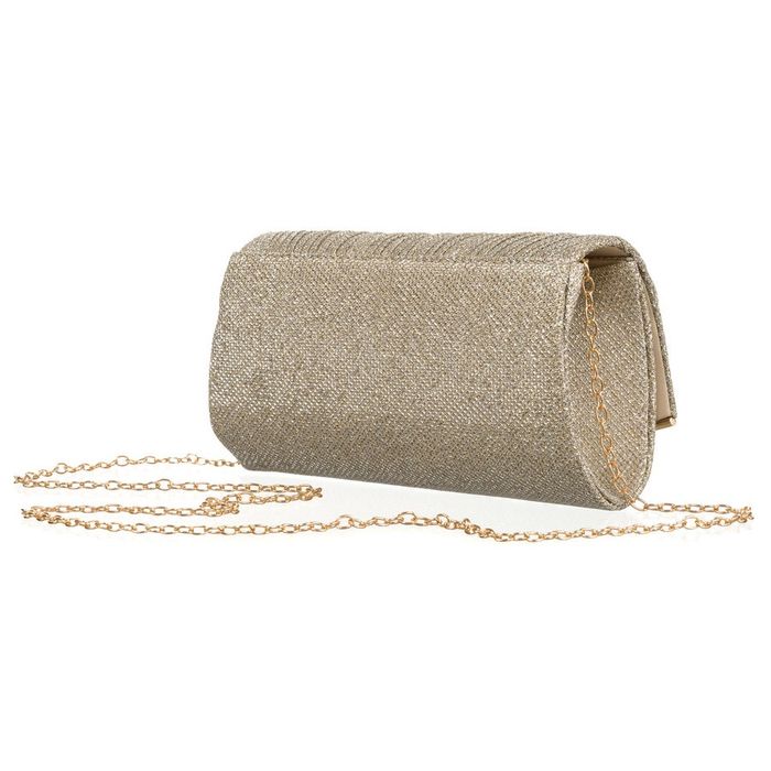 brokatowa, złota kopertówka damska z tkaniny syntetycznej - rovicky