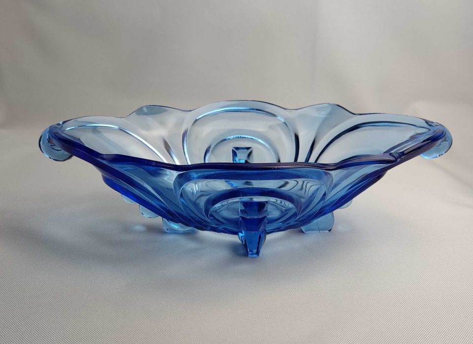 Kobaltowa żardiniera w stylu Art Deco - Walther Glass