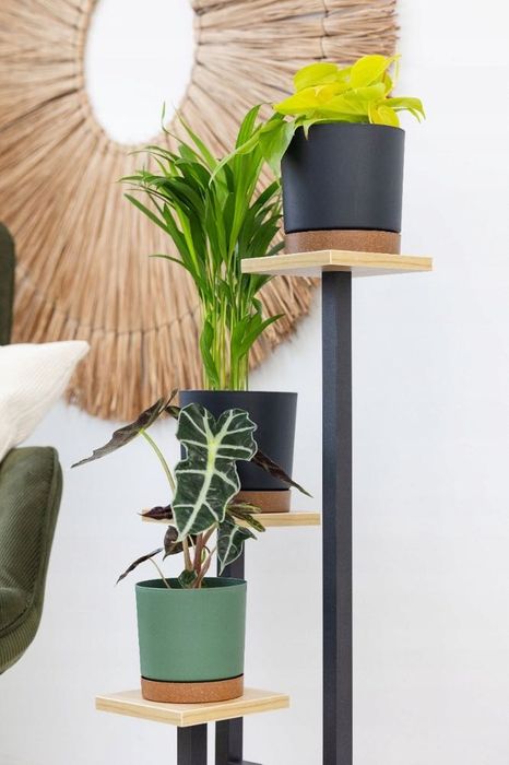 Kwietnik Stojący Metalowy 3Poziomy Czarny Loft Industrial Villago Peak
