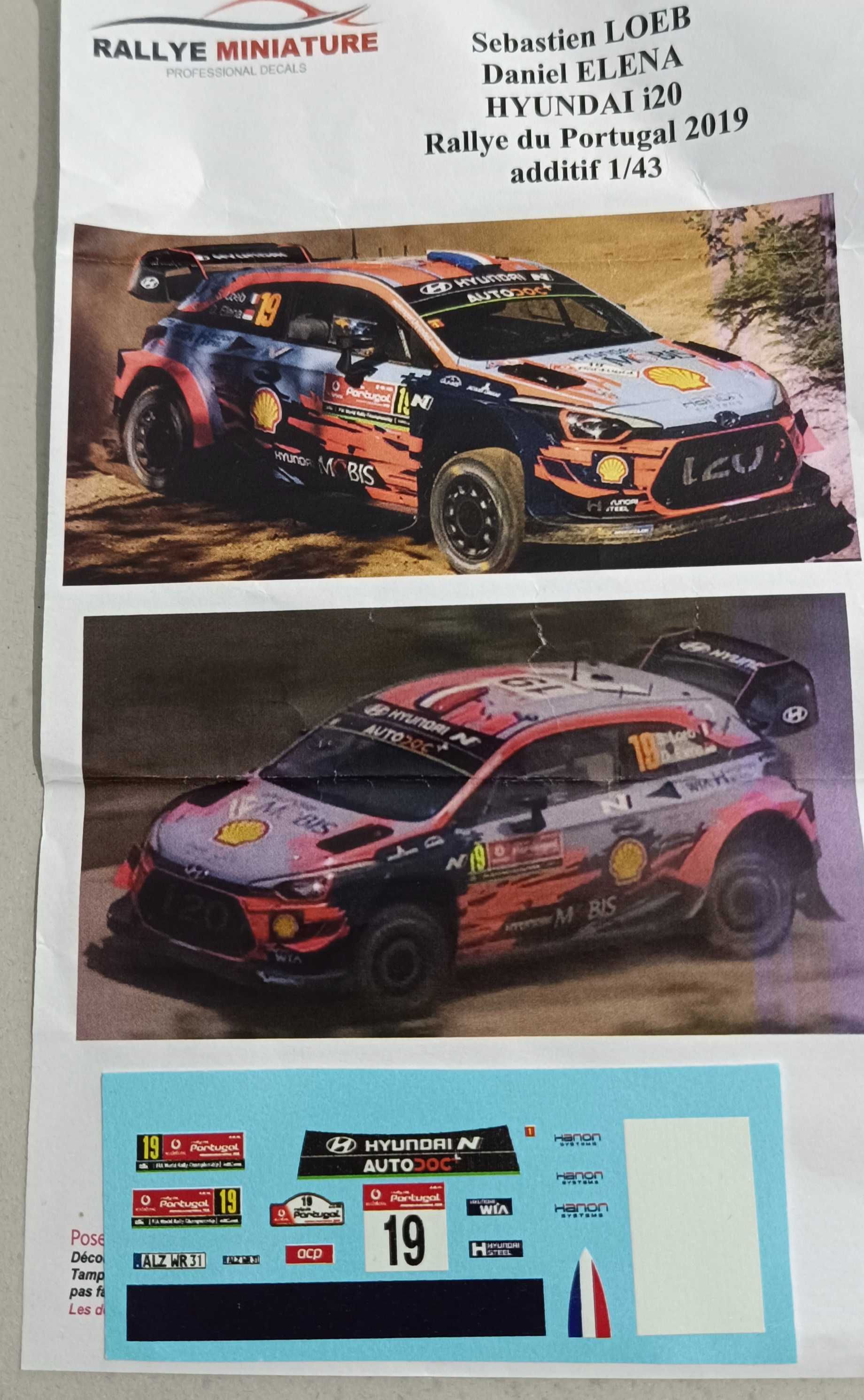 Decalques Hyundai Seb. Loeb Rally de Portugal 2019