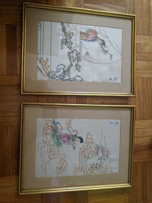 2 quadros Jianzhi - arte oriental