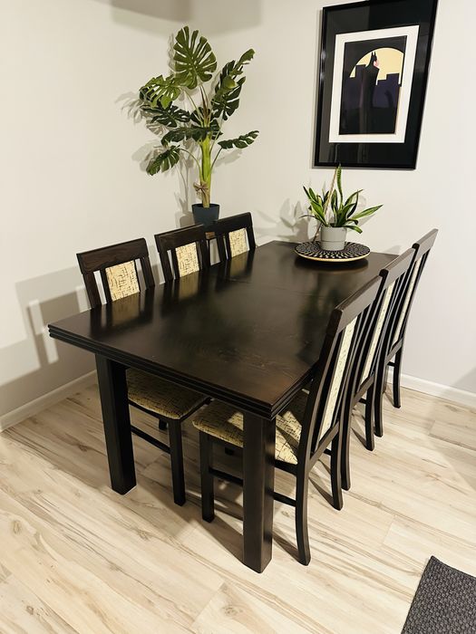 Stół rozkladany 160 200 x 90 z 6 krzesłami komplet zestaw