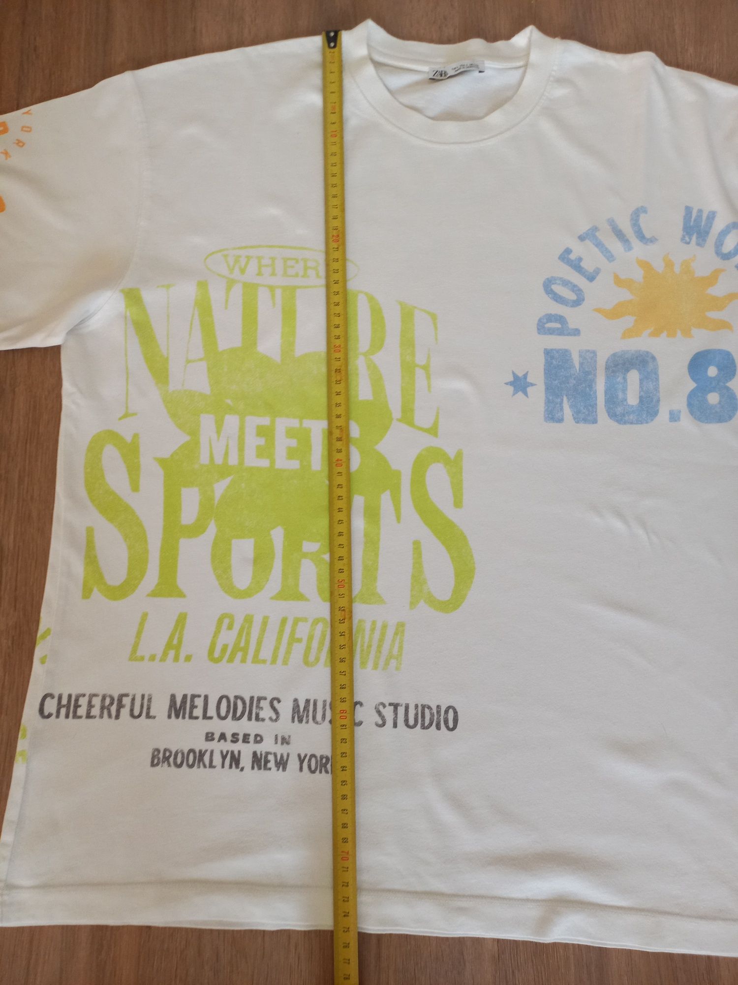 Koszulka T-shirt ZARA męska oversize Boxy Fit rozmiar L (42)