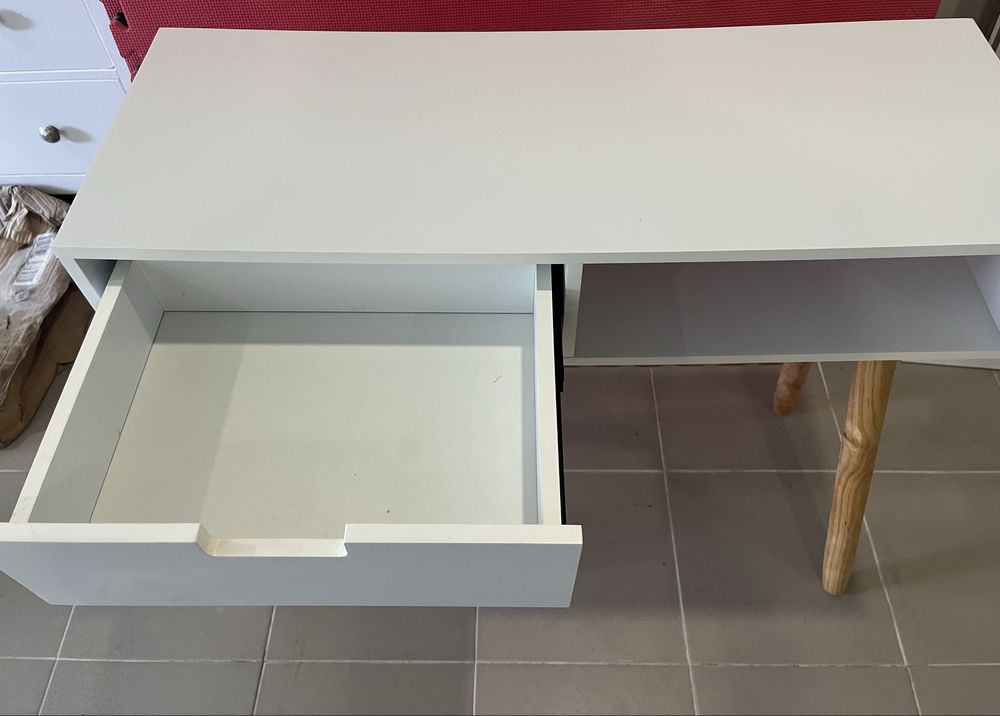 Mesa consola de pinho maciço - branco