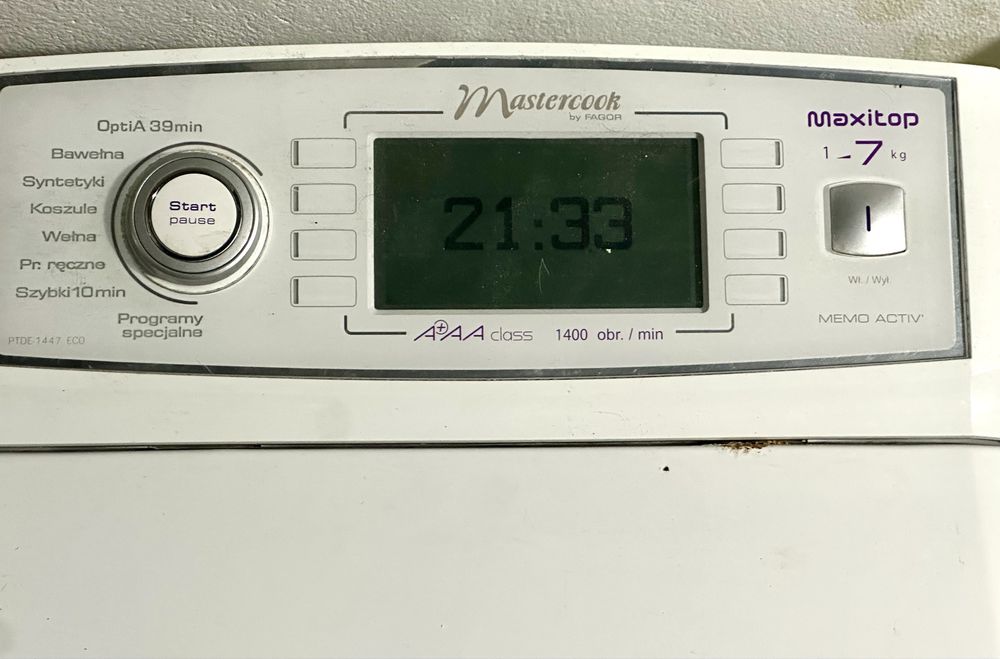 Mastercook, Pralka uszkodzona,  ładowana od góry, najwyzszy model