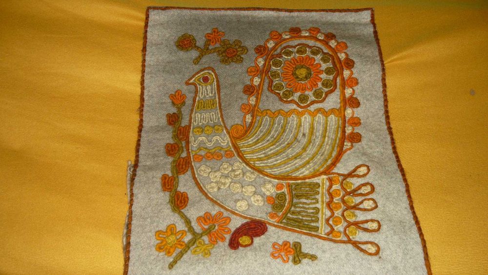 Makatka kilim gobelin Cepelia wełna haft PRL stary oryginał