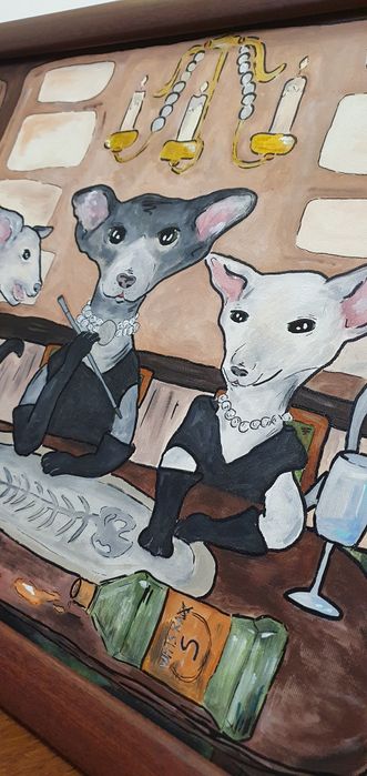 Obraz Koty Peterbald Orientalne Śniadanie u Tiffany'ego  50x70 w ramie