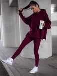 Komplet Dresowy LENOSHKA bluza oversize + legginsy Bordo M/L